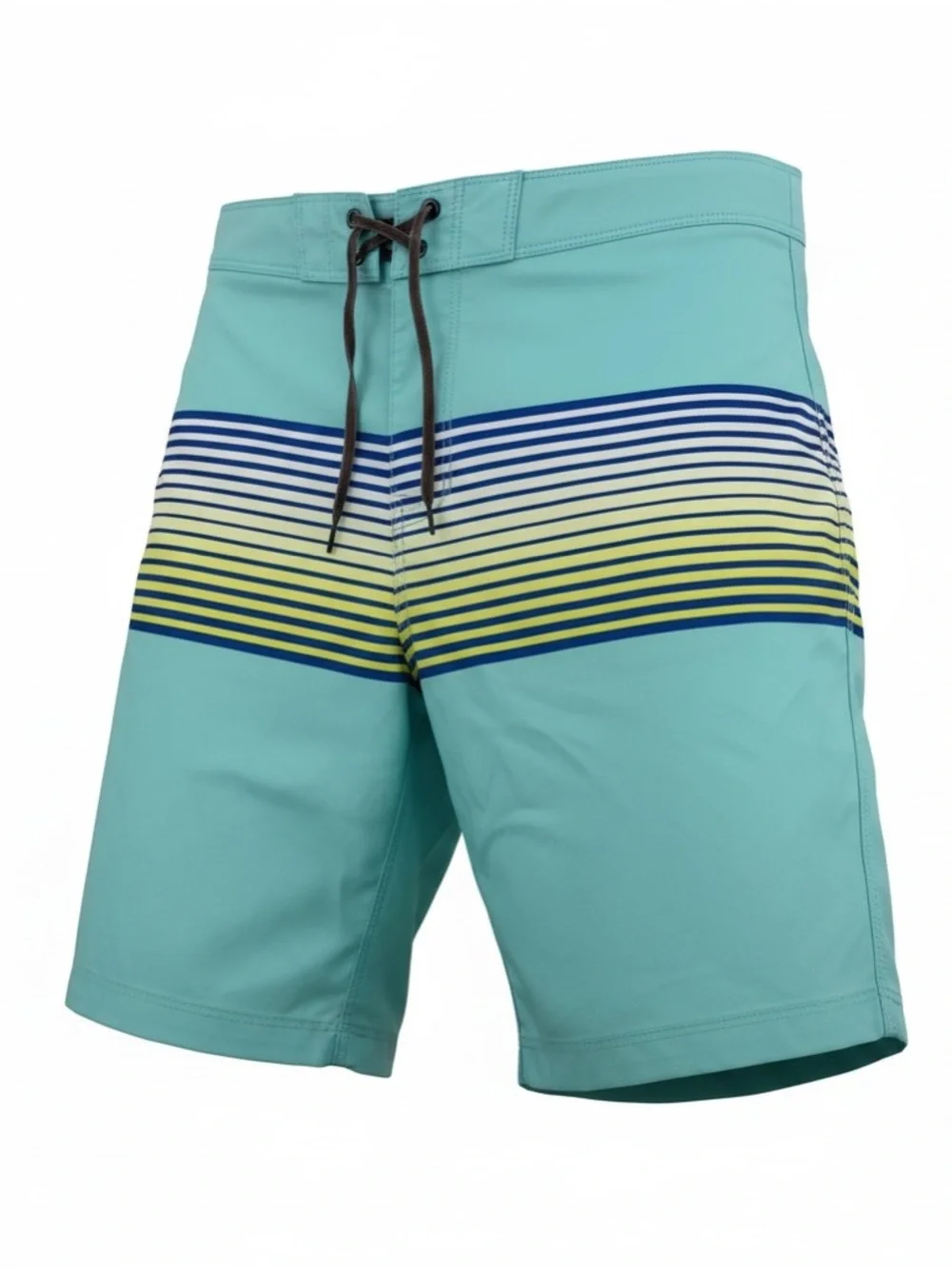 Hurley Men’s Aqua Board Shorts with Navy and Yellow Stripe Band size 30